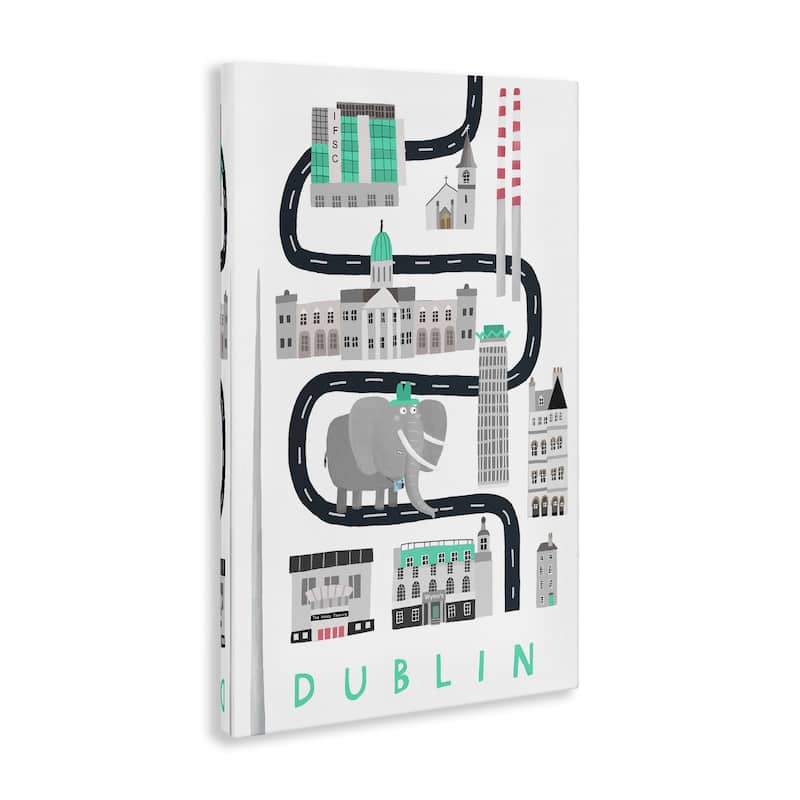 Stupell Dublin Whimsical Travel City Canvas Wall Art Design By Carla Daly