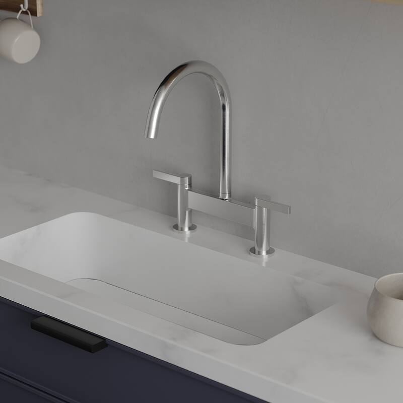 WIZ Modern 2 Holes Deck Mount Bridge Kitchen Faucet
