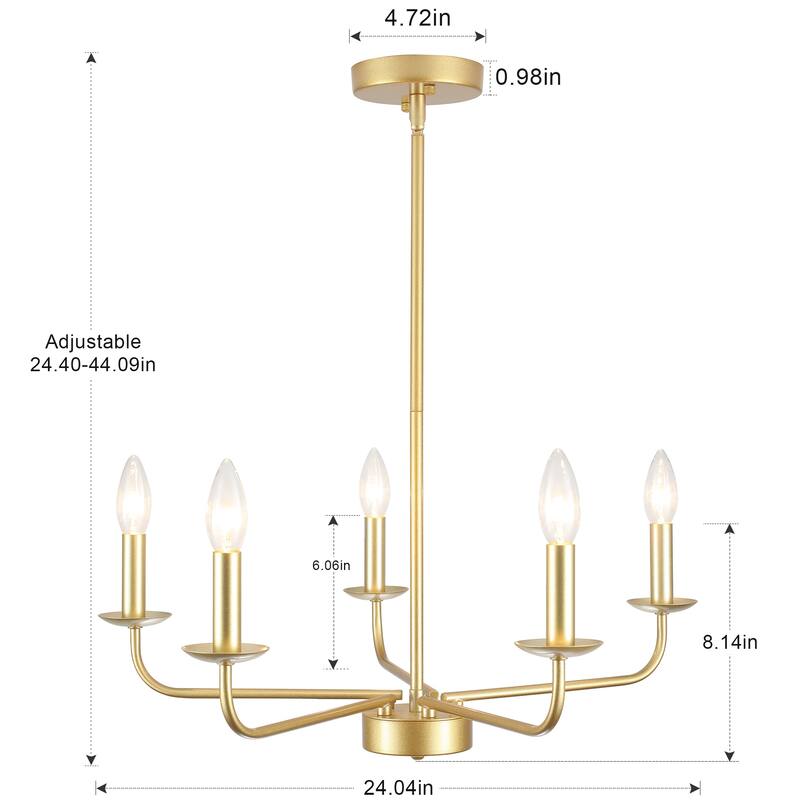 5-Light 24.04 in. Classic Chandelier for Kitchen Living Room
