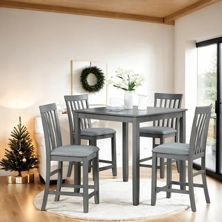 Wooden 5-Piece Counter Height Dining Table Set With 4 Chairs - Bed Bath ...