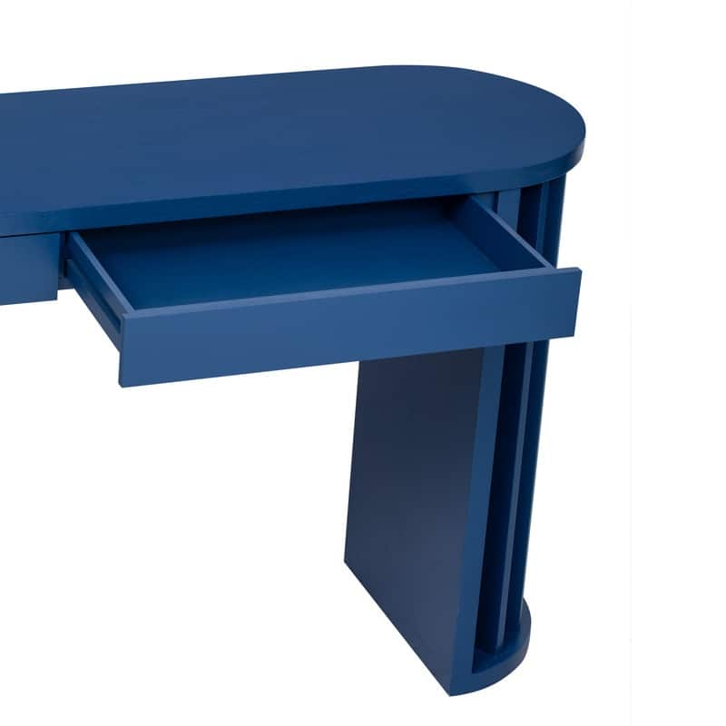 59-inch Long Console Table,Oak Veneer Sofa Table,Curved and Straight Line Design,Behind the Couch