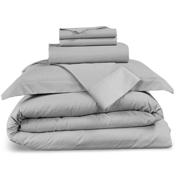 King Size 6Piece TriBlend Cotton Duvet & Fitted Sheet Set Bed Bath