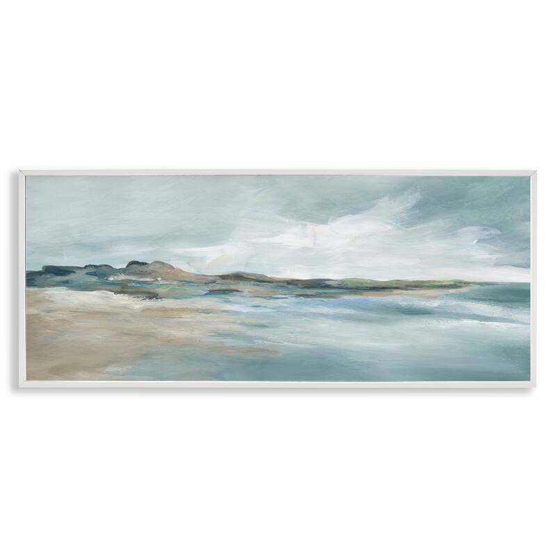 Stupell Blue Gradient Beach Scene Framed Giclee Art Design By Carol Robinson - 30 x 13 - White