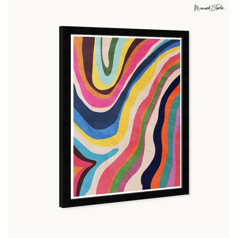 Wynwood Studio Color Flow River Framed Retro Colorful Abstract Prints