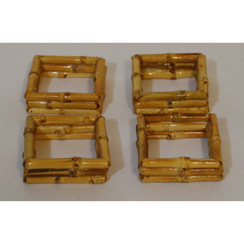 Bamboo napkin rings square natural set of 4