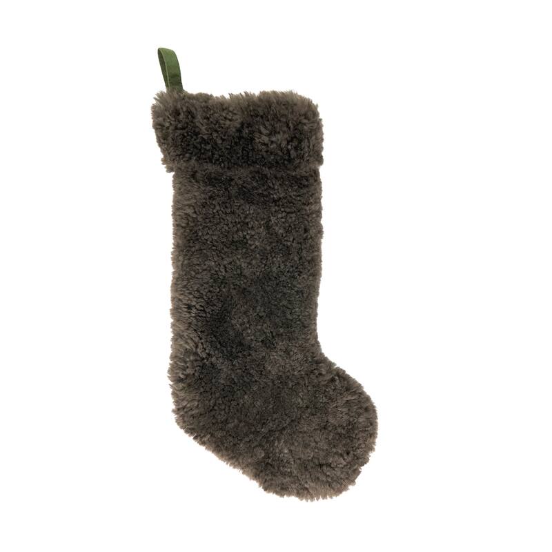 Cozy Delight Lamb Fur Stocking - Forest Green