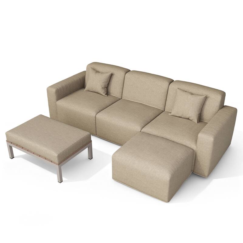 5-piece Full Foam Cushioning Sectional Sofa Set for living Room Patio