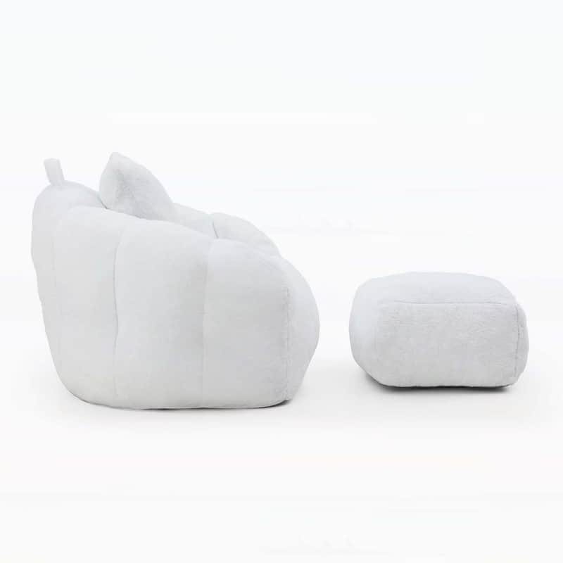 Bean Bag Chair with Footstool,Oversized Shell-Shaped Comfort Sofa