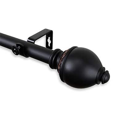 Decorative Tension Rod - Allure Art Nouveau Window Curtain Rod - Adjustable, Black Finish - 36 Inch - 48