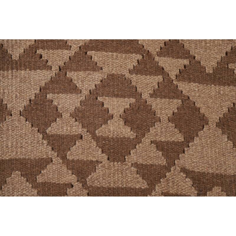 Geometric Kilim Reversible Area Rug Flat-weave Living Room Wool Carpet - 6'9" x 9'10"