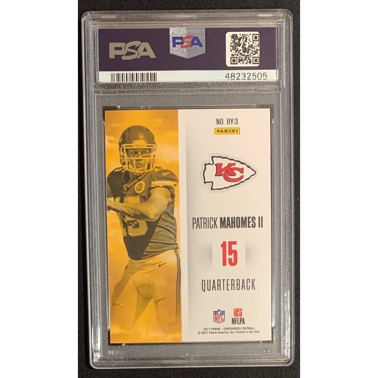 Patrick Mahomes 2017 Panini Contenders Football Rookie Card #RY-3 Graded PSA 8 - 8'6" x 11'6"