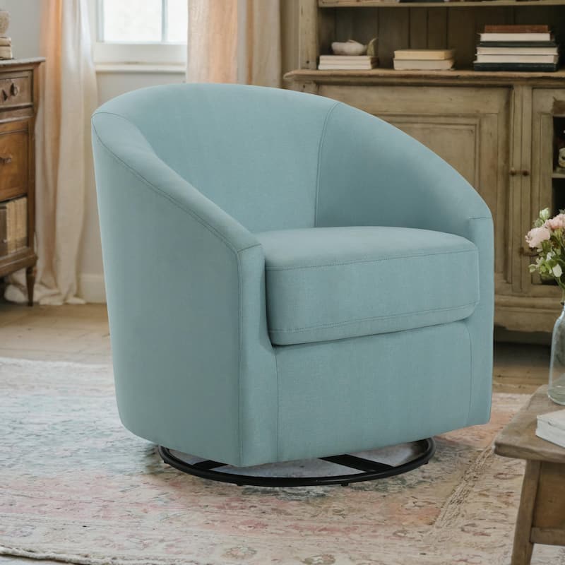 Gustavo Upholstered Swivel Glider Chair by Christopher Knight Home - Light Blue