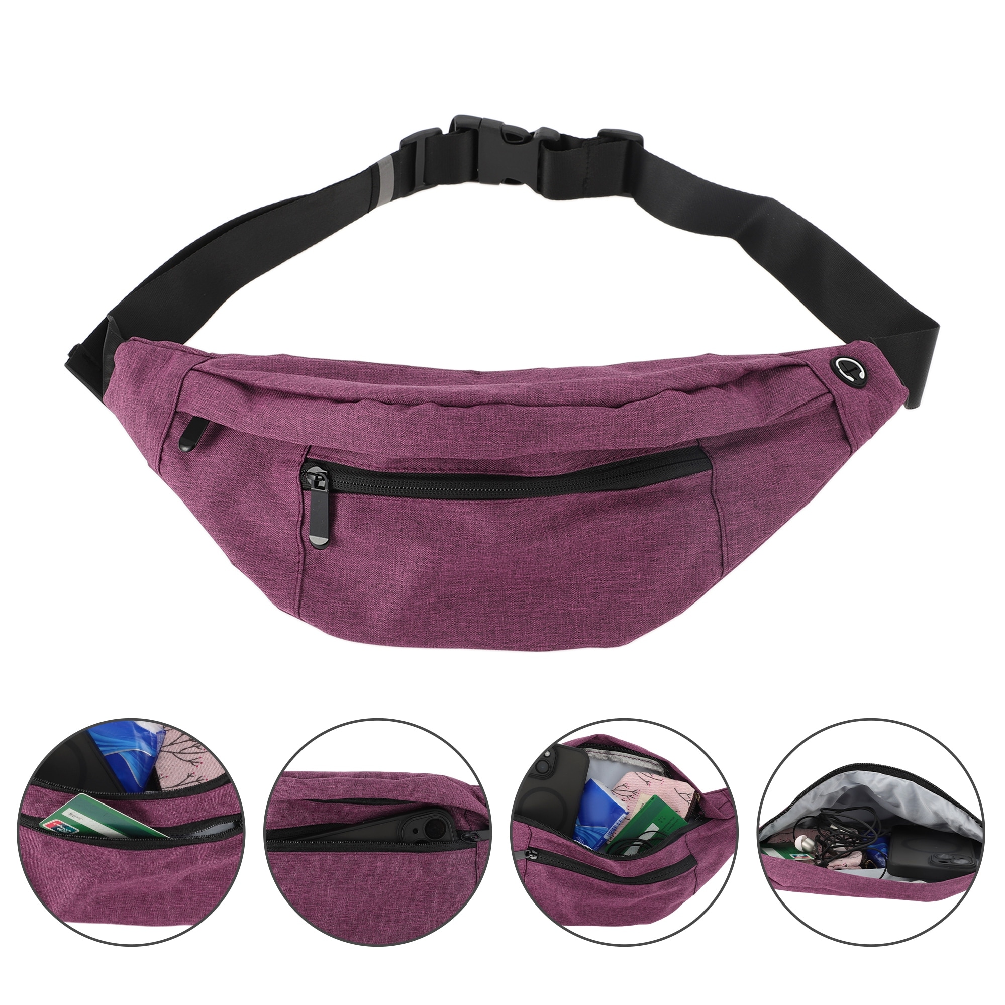 Crossbody Fanny Pack with 4-Zipper Pockets, Waterproof Sports Waist Bag Pack, Adjustable Belt Bag for Workout Traveling Running