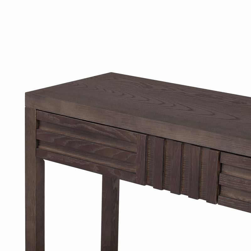 Modern Ash Veneer Console Table - Striped Design for a Stylish Touch