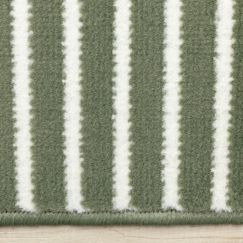 Modern Geometric Arches Rug in Green White