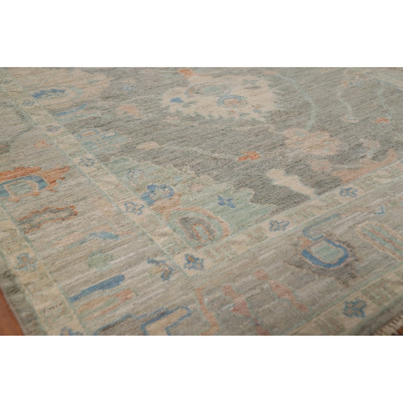 Hand Knotted Oriental 100% Wool Carpet Transitional All-Over Greys & Charcoal Oushak Area Rug - 6' 10'' X 5' 0''