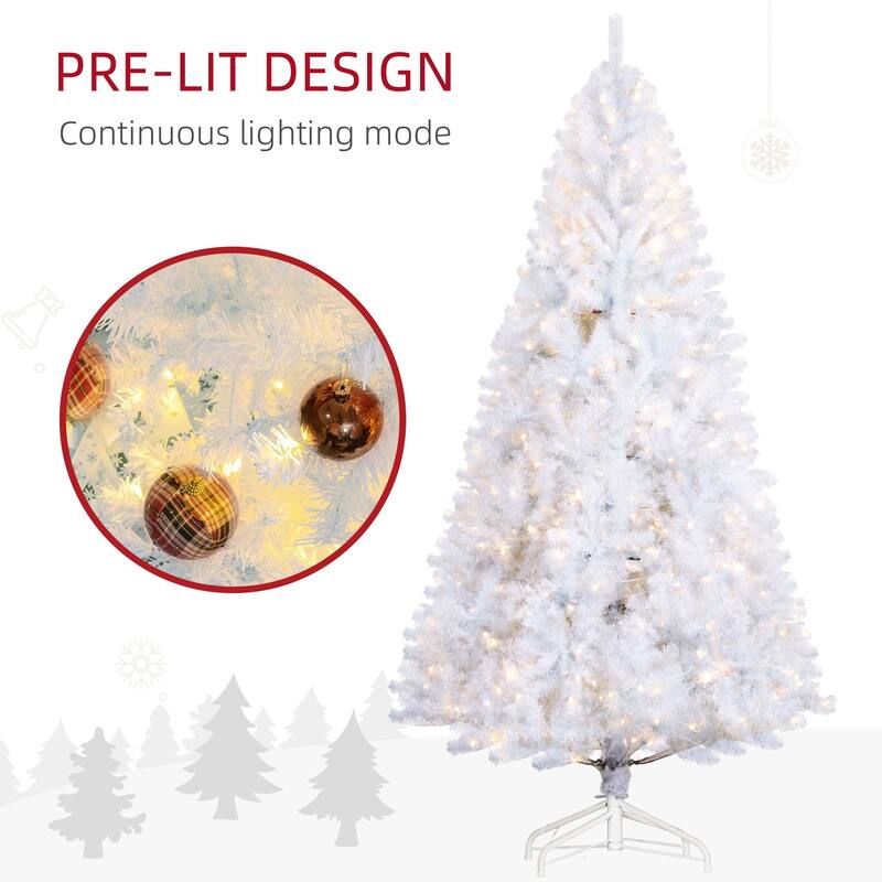 7.5' Tall Prelit Christmas Tree Douglas Fir Artificial Christmas Tree with Realistic Branches, 500 Warm White LED Lights