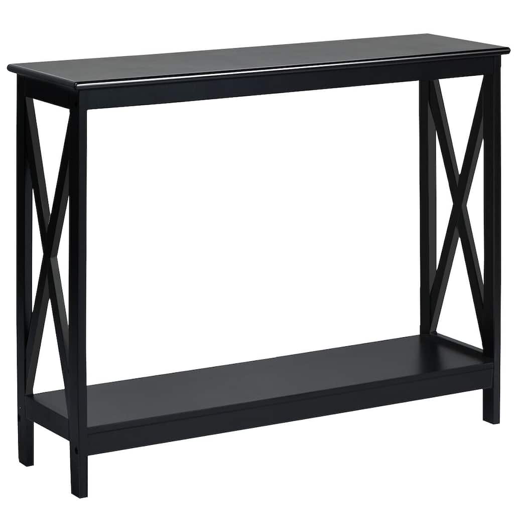 Space-Saving Console Table with Modern X-Shape and Large Shelves Perfect for Entryway or Living Room