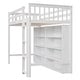 preview thumbnail 7 of 5, White Loft Bed with 8 Open Storage Shelves and Built-in Ladder, Full-length Guardrail