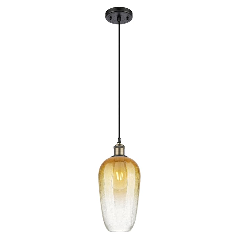 Innovations Lighting Endless Possibilities Ballston - Brookhaven Flute - 1 Light 7" Cord Hung Mini Pendant - Black Antique Brass/Amber