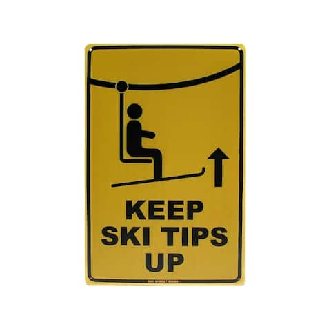 Keep Ski Tips Up Vintage Metal Tin Sign 8" x 12" - 8" x 12"