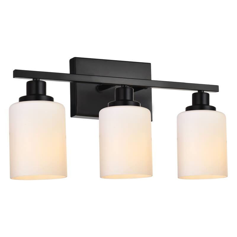 3-Light Bathroom Light Fixtures Brushed Brass 6-Light Bathroom Vanity Light, Bathroom Lights Over Mirror with Milky Glass Shade