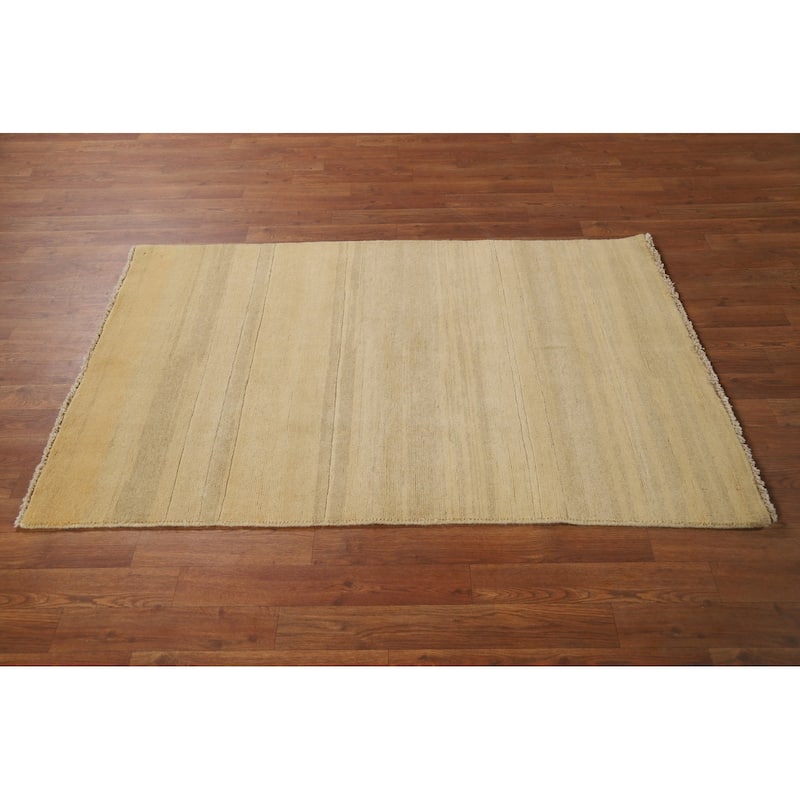Striped Modern Gabbeh Oriental Foyer Rug Handmade Wool Carpet - 3'3"x 4'11"