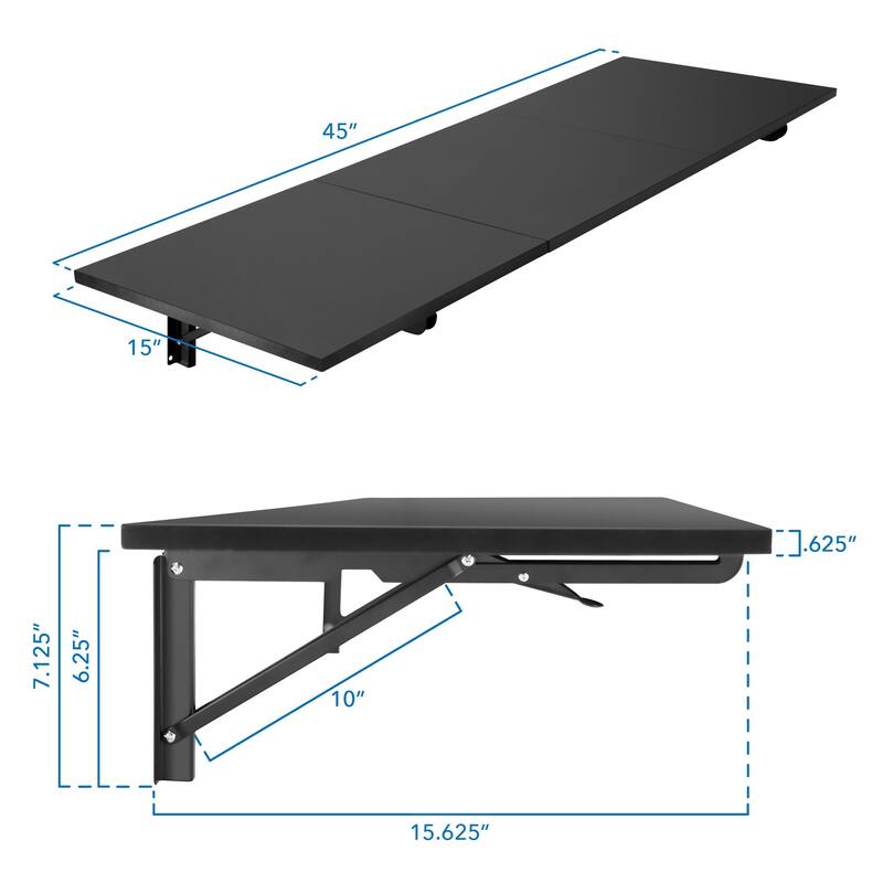 Mount-It! Standing Desk Wall Mount | Wall Mounted Drop Leaf Table - Black