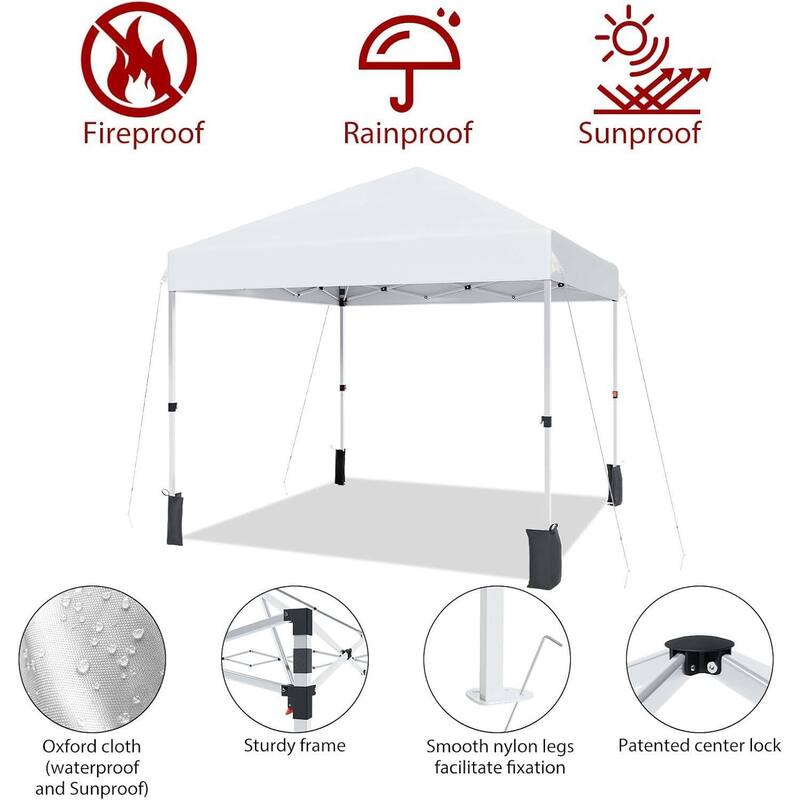 Outdoor Folding Portable Patio Shade, Pop Up Canopy Tent with 3 Adjustable Heights