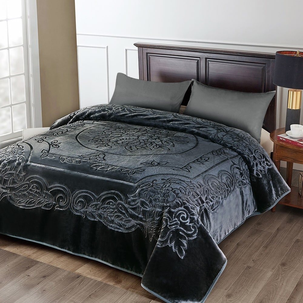 Luxury Embossed Floral Fleece Blanket
