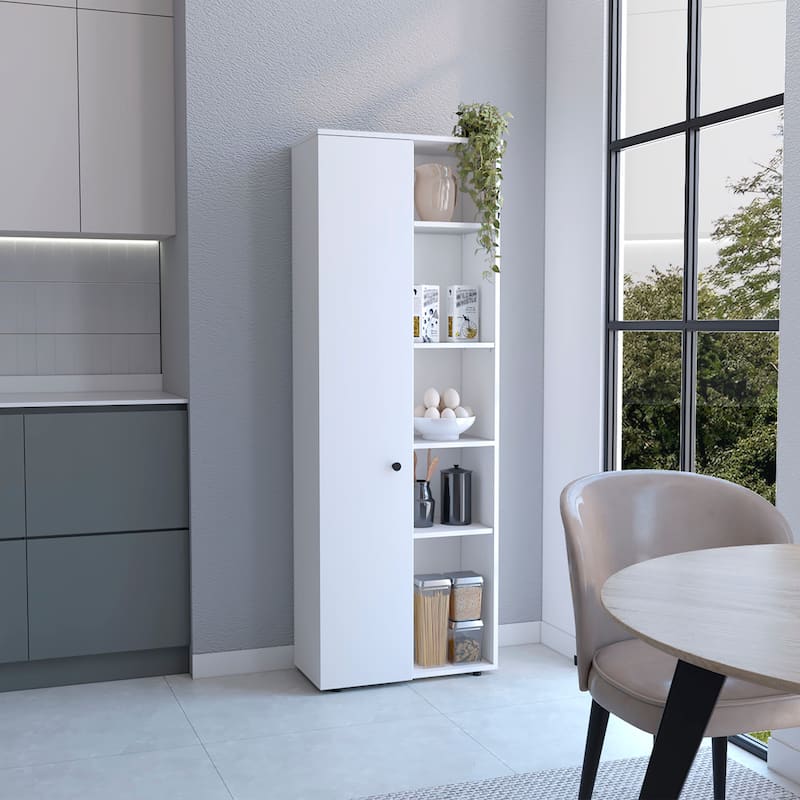 Herrin Kitchen Pantry Storage Cabinet Engineered Wood - White