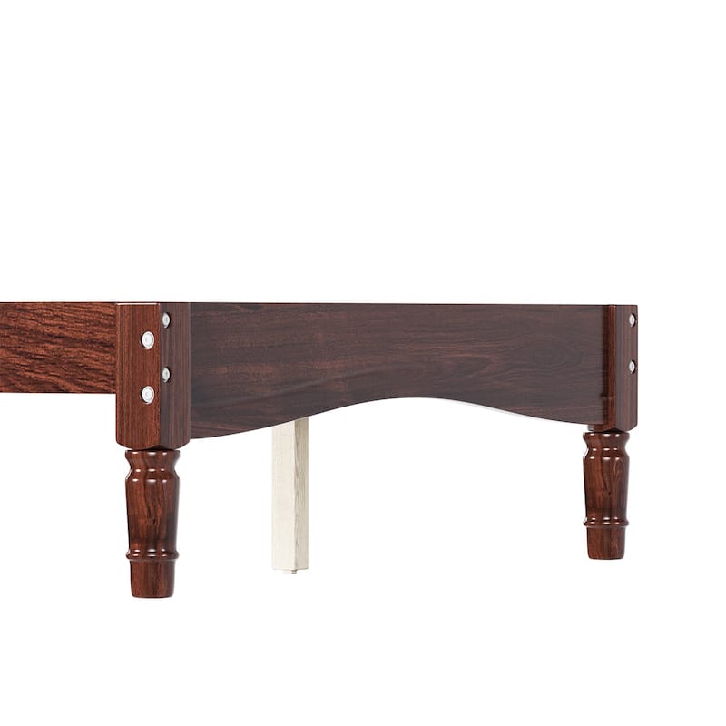 Twin/Full/Queen/King Retro Style Wood Platform Bed with Gourd Headboard and Wooden Slat Support