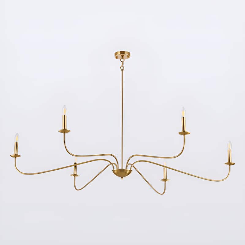 6-Light Classic French Minialist Chandelier with Candle-Style Lighting