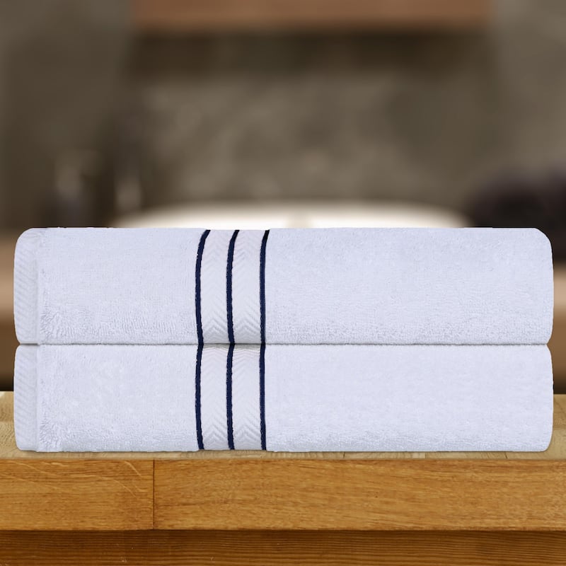 Turkish Cotton Heavyweight Bath Sheet Set of 2 by Superior - Navy Blue