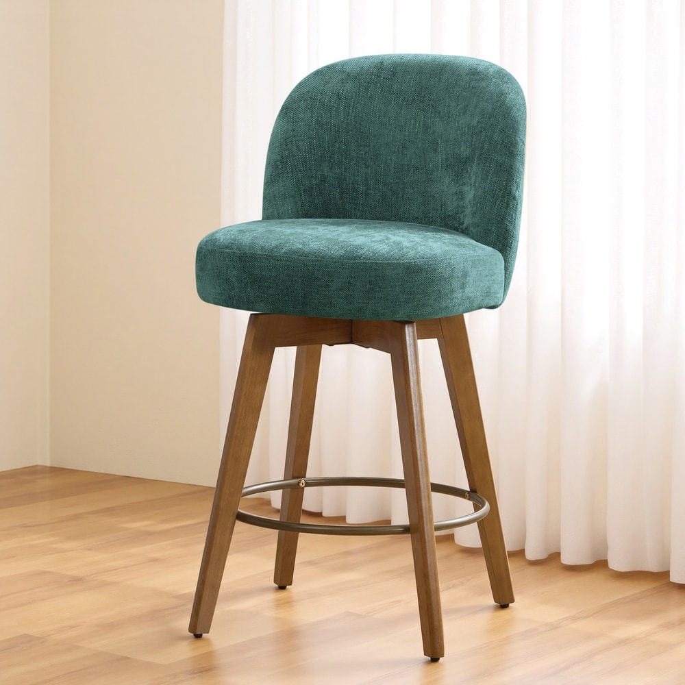 26" Upholstered Swivel Counter Stool With Solid Wood Frame - 37.8"H x 19.7"W x 23.2"D