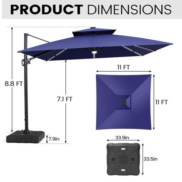 11-foot solar-powered cantilever patio umbrella 10/11/12ft Solar LED Round Imagine your backyard transformed into a serene resort Crestlive Products 11 ft. x