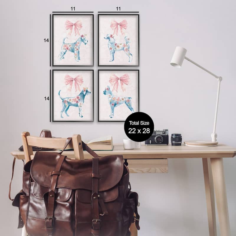 Stupell Chic Stylish Pastel Dogs Framed Giclee Art Design By Carol Robinson (Set of 4)