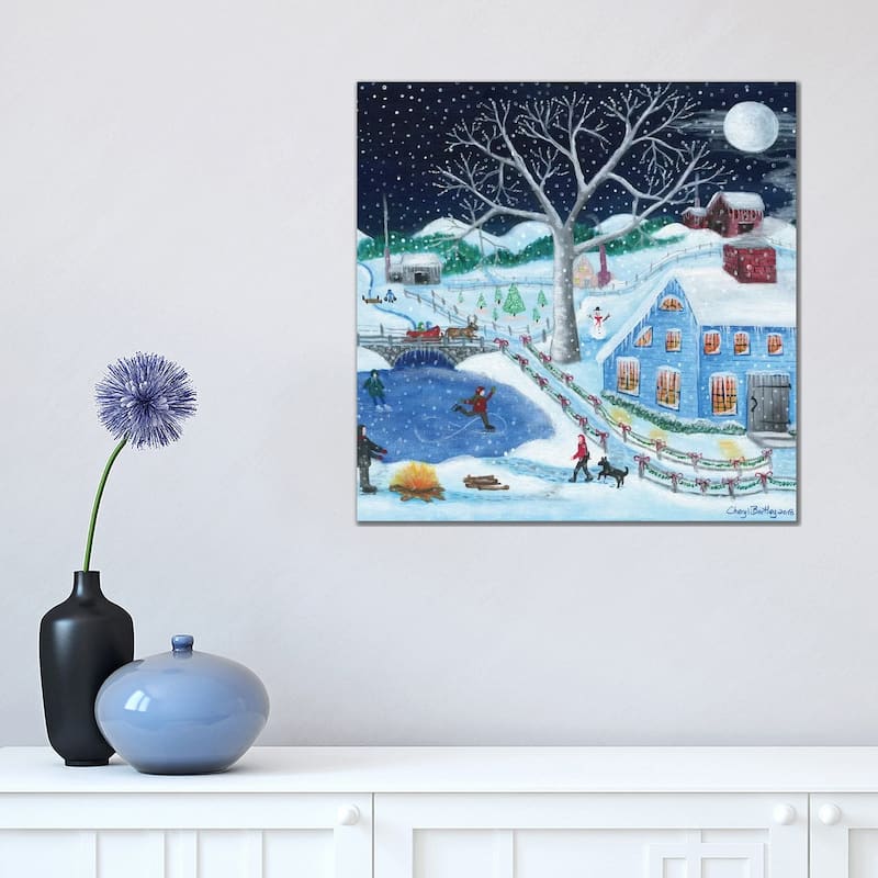 iCanvas "Ice Skating By Old Farm" by Cheryl Bartley Canvas Print - 18x18x1.5