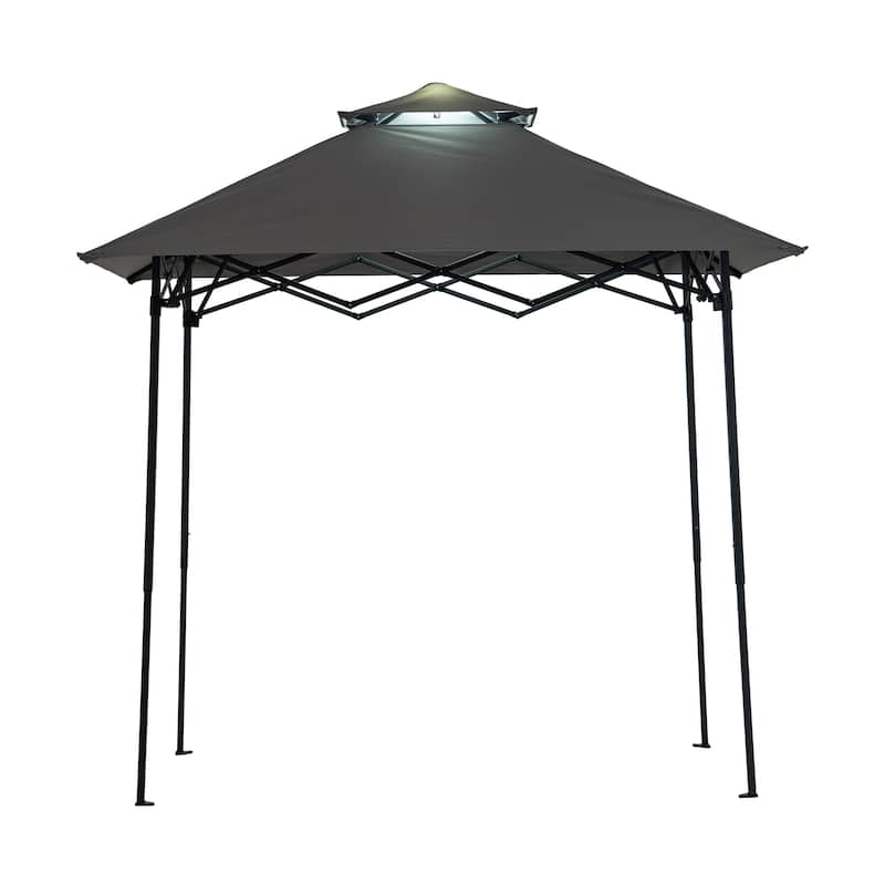 SUNJOY 8' x 5' Pop Up Grill Gazebo Double Tiered Outdoor Gazebo Standing-Height Canopy for BBQ,Picnics, Outdoor Events