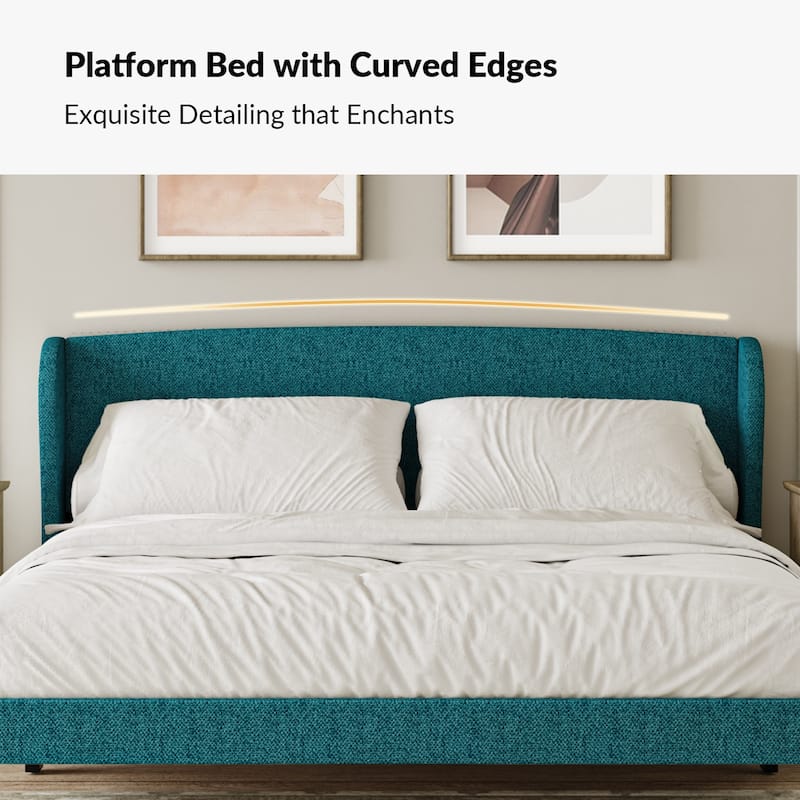 Gerald Upholstered Traditional Wingback Platform Bed By HULALA HOME