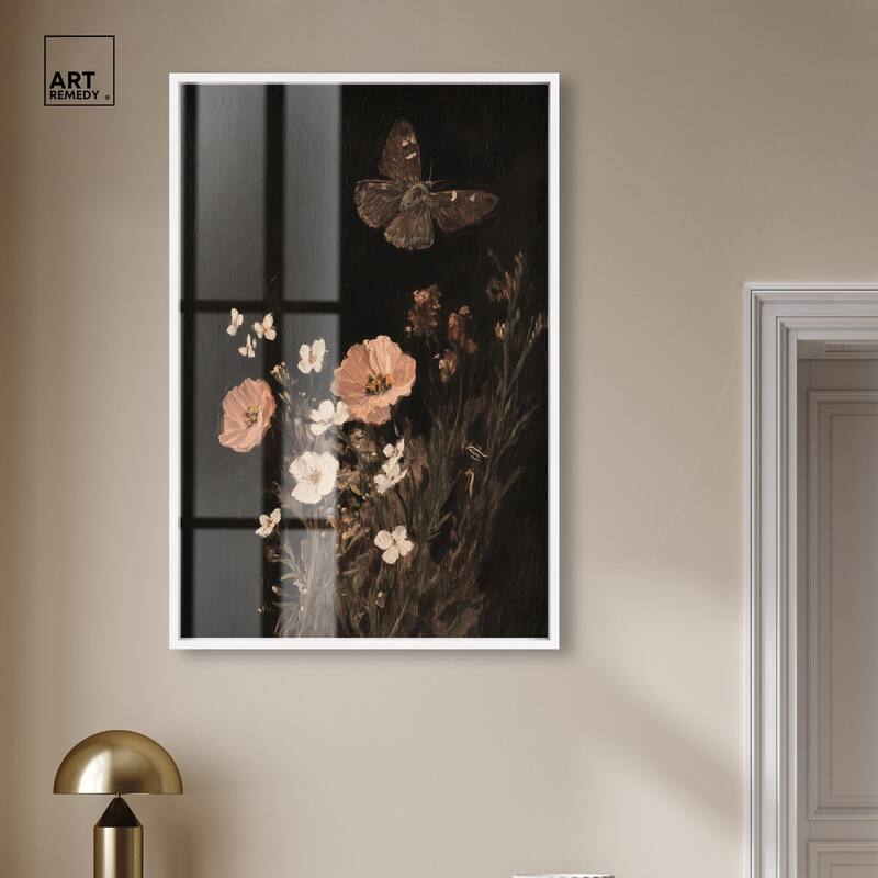 Poppy and Moth I Shadowbox by Art Remedy
