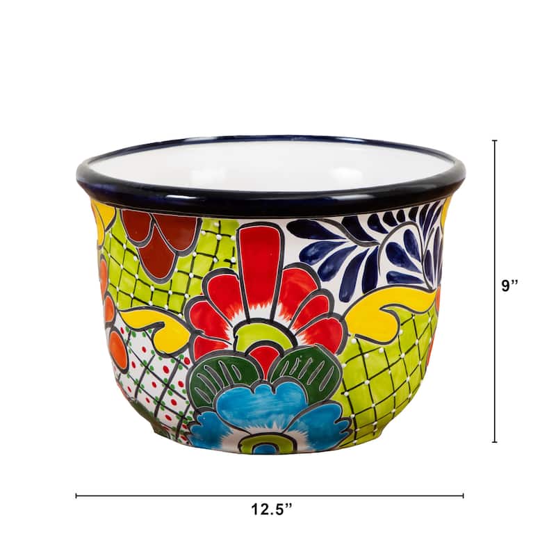 Talavera Ceramic Planter - 9" - Multicolored
