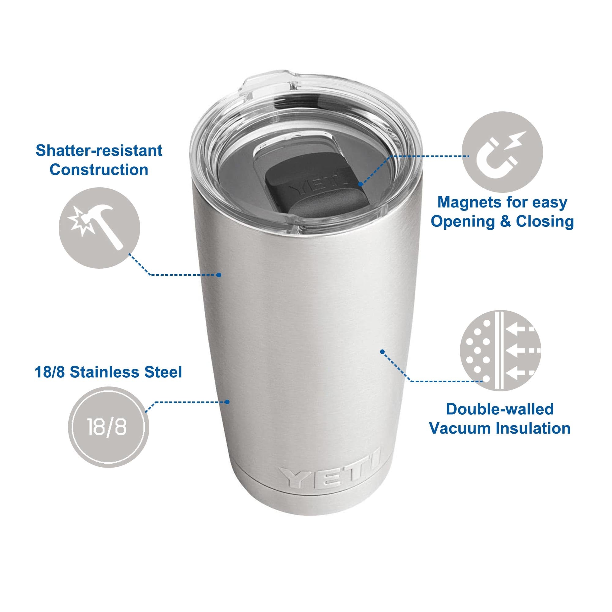 YETI Rambler 20oz Stainless Steel Vacuum Insulated Tumbler w/MagSlider Lid
