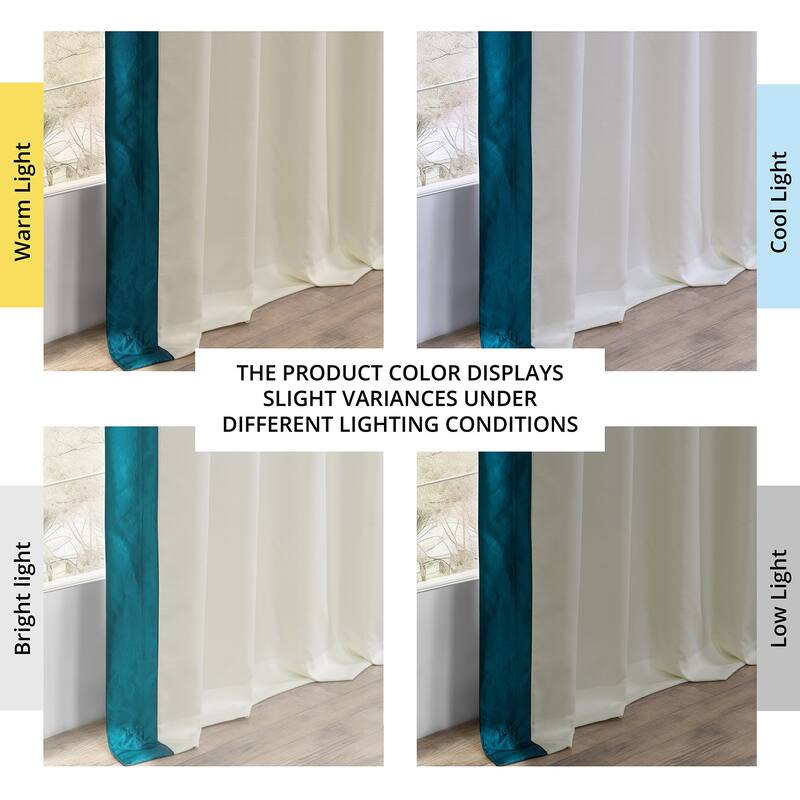 Exclusive Fabrics Fresh Pop Dobby Taffeta Side Bordered Light Filtering Curtains for Bedroom & Living Room Curtains (1 Panel)