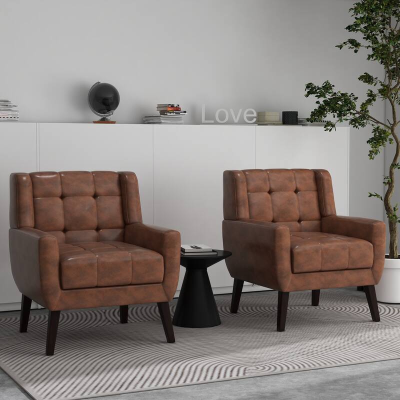 Tufted Arm Chair Upholstered Lounge Chair(Set of 2)