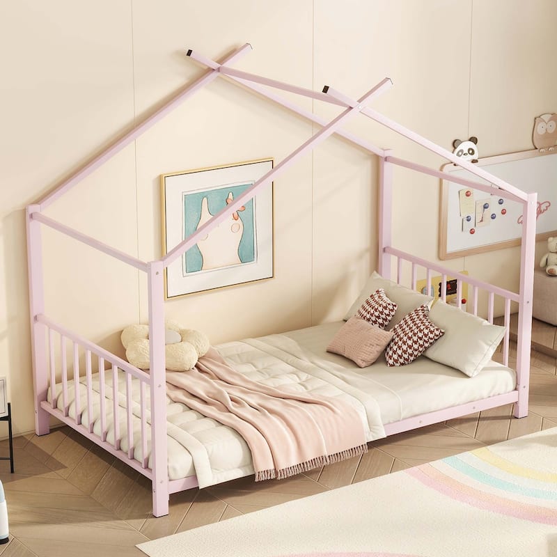 Twin Size Metal House Platform Bed