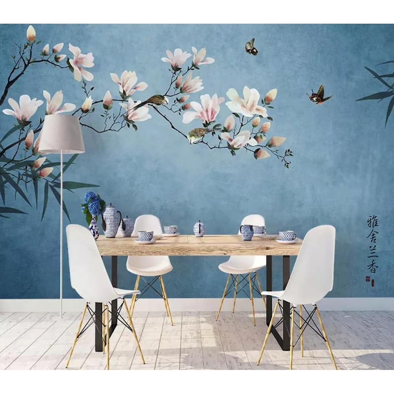 GK Wall Design Floral Magnolia Blossom Vintage Flower Asiatic Removable Wallpaper