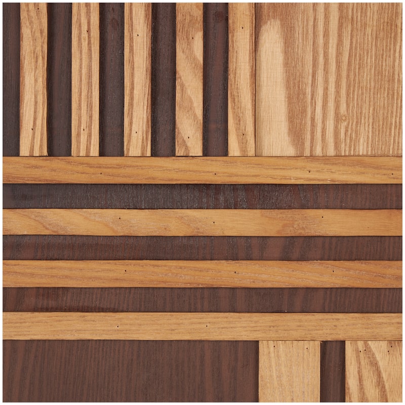 Brown Wooden Handmade Carved Two-Toned Geometric Home Wall Decor (Set of 2)