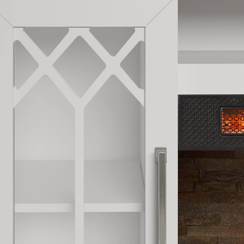 duraflame® Electric Fireplace Media Console for 65 Inch TVs with Glass Doors, Bright White
