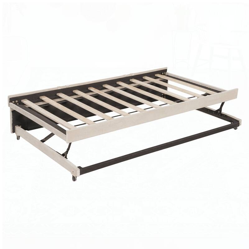 Upholstered L-Shaped Upholstered Daybed with Twin Size Pop Up Trundle